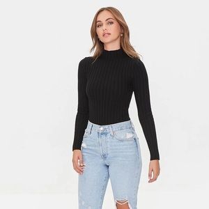 Lettuce-Edge Mock Neck Bodysuit